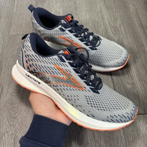 Men’s SAMPLE Brooks Levitate 5 BLUE Orange Running Shoes Size 9 NEW